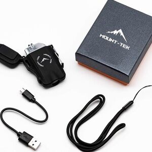 MOUNT-TEK Flashlight and Electric Arc Lighter Combo USB Rechargeable Waterproof